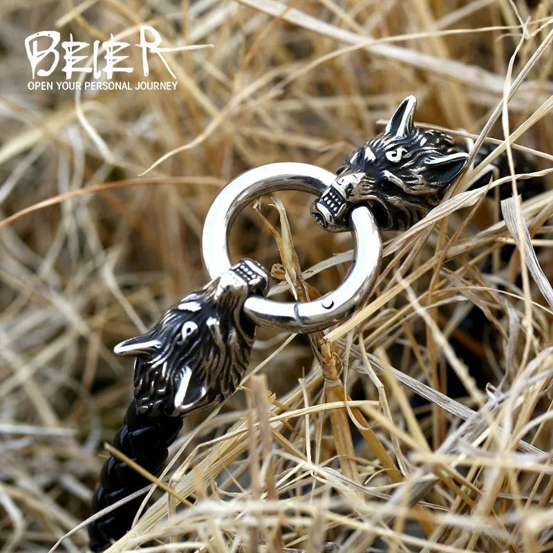 High Genes Leather Wolf Bracelet Bangle BC-L060
