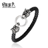 High Genes Leather Wolf Bracelet Bangle BC-L060