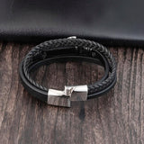 Men Anchor Bracelet Leather Rope Stainless Steel Hand Chain