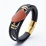 Vintage Multi-layer Weave Leather Charm Men Bracelet Stainless Steel Jewelry