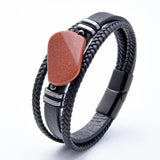 Vintage Multi-layer Weave Leather Charm Men Bracelet Stainless Steel Jewelry