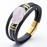 Vintage Multi-layer Weave Leather Charm Men Bracelet Stainless Steel Jewelry