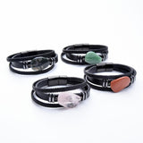 Vintage Multi-layer Weave Leather Charm Men Bracelet Stainless Steel Jewelry