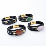 Vintage Multi-layer Weave Leather Charm Men Bracelet Stainless Steel Jewelry