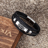 Men's Lion Head Leather Bracelet Stainless Steel
