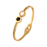 Stainless Steel CZ Inlaid Bangle Bracelet Wedding Jewelry Gift