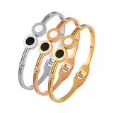 Stainless Steel CZ Inlaid Bangle Bracelet Wedding Jewelry Gift