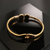 Stainless Steel CZ Inlaid Bangle Bracelet Wedding Jewelry Gift