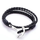 Men Anchor Bracelet PU Leather Wristband