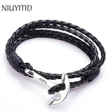 Men Anchor Bracelet PU Leather Wristband