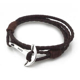 Men Anchor Bracelet PU Leather Wristband