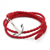 Men Anchor Bracelet PU Leather Wristband