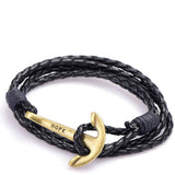 Men Anchor Bracelet PU Leather Wristband