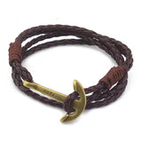 Men Anchor Bracelet PU Leather Wristband