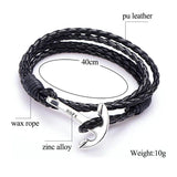Men Anchor Bracelet PU Leather Wristband