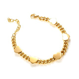 Heart Chain Bangle Bracelet Women Stainless Steel Golden Waterproof