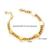 Heart Chain Bangle Bracelet Women Stainless Steel Golden Waterproof