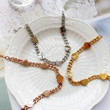 Heart Chain Bangle Bracelet Women Stainless Steel Golden Waterproof