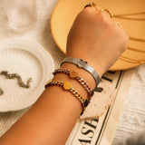 Heart Chain Bangle Bracelet Women Stainless Steel Golden Waterproof