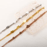 Heart Chain Bangle Bracelet Women Stainless Steel Golden Waterproof
