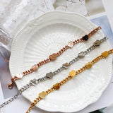 Heart Chain Bangle Bracelet Women Stainless Steel Golden Waterproof