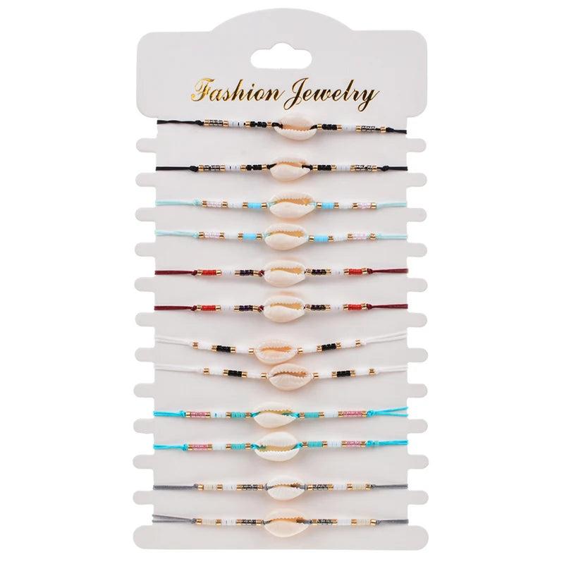 Adjustable Rope Bracelets Shell Beach Jewelry Set Summer Gift