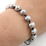 NeeFuWoFu Bracelets Natural Freshwater Pearl Leather Rope Braided Charm Bohemia
