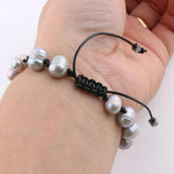 NeeFuWoFu Bracelets Natural Freshwater Pearl Leather Rope Braided Charm Bohemia