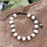 NeeFuWoFu Bracelets Natural Freshwater Pearl Leather Rope Braided Charm Bohemia