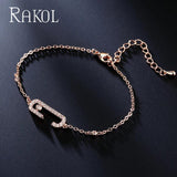 Geometric Paper Clip Charm Bracelet with CZ Pave, Anniversary Gift