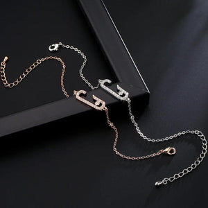 Geometric Paper Clip Charm Bracelet with CZ Pave, Anniversary Gift