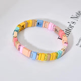 Rainbow Enamel Beaded Strand Cuff Bracelet Y2K Jewelry