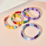 Rainbow Enamel Beaded Strand Cuff Bracelet Y2K Jewelry
