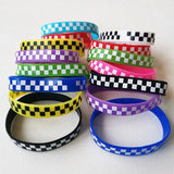 20PCS Lot Chequer Silicone Wristband Band Mix Colors Sports Fittness Rubber