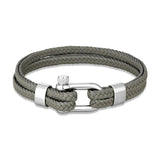 Navy Style Leather Bracelet Men Women Stainless Steel Shackle Jewelry