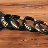 Geometric Men Leather Bracelets Irregular Styles Stainless Steel Jewelry