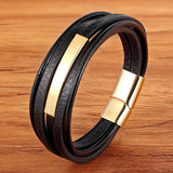 Geometric Men Leather Bracelets Irregular Styles Stainless Steel Jewelry