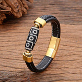 Tibetan Nine Eyes Dzi Stone Bracelet Vintage Leather Rope Bangle