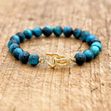 Tiger Eye Copper Heart Charm Bracelet Natural Stone Beads