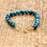 Tiger Eye Copper Heart Charm Bracelet Natural Stone Beads