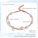 Double Layer Pearl Beads Charm Bracelets Bangles for Women Rose Short Chain