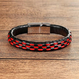 Punk Leather Wrap Hand Men Stainless Steel Bracelet