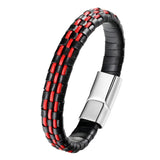 Punk Leather Wrap Hand Men Stainless Steel Bracelet