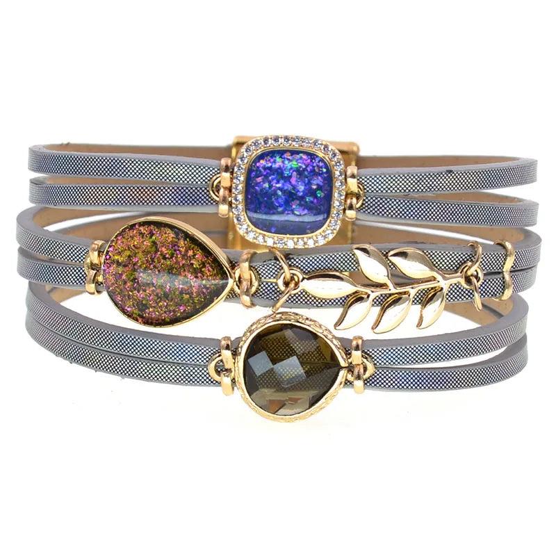 Water Drop Zinc Alloy Leather Bracelets for Women