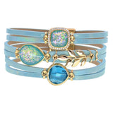 Water Drop Zinc Alloy Leather Bracelets for Women