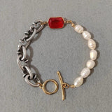 Golden Natural Pearl Crystal Bee Chain Bracelet