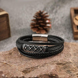 Braided Wrap Multilayer Leather Bracelets for Men Vintage Hollow Pattern