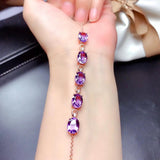 Purple Crystal Bracelet Oval Zirconia Rose Chain for Women