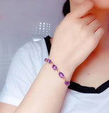Purple Crystal Bracelet Oval Zirconia Rose Chain for Women