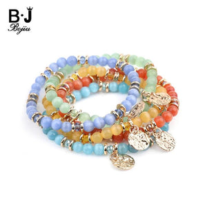 Bohemian Cymophane Cat's Eye Charm Bracelet Women BC305